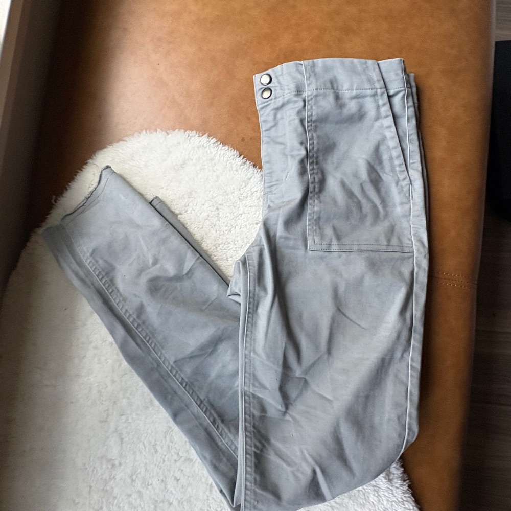Tinsel High Waisted Skinny Utility Pants Light Grey Raw Hem Size 26 - Picture 3 of 7